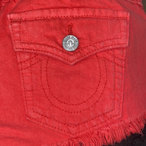 True Religion Shorts Womens 25 Bright Pink Low Rise Flap Pocket Y2K Logo USA - Picture 6 of 6